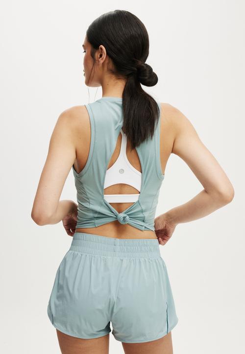 Cotton On - Active Open Back Muscle Tank - Teal Mist