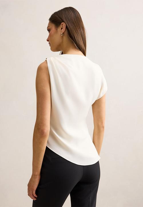 Forever New - Aubery asymmetric draped top in classic ivory 