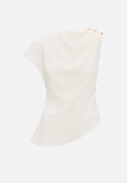 Forever New - Aubery asymmetric draped top in classic ivory 