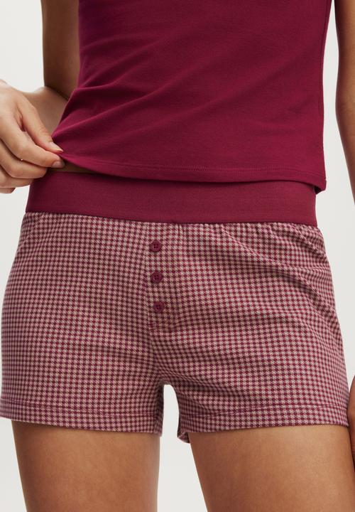 Cotton On - Dreamy soft boyshort - crushed berry/all spice miccy check