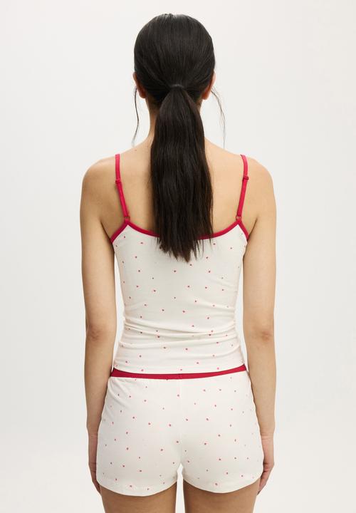 Cotton On - Dreamy soft boyshort - coconut milk/ spicy red heart ditsy