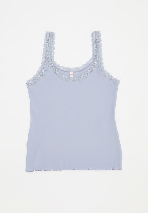 Hunkemoller - Singlet rib jersey lace - purple