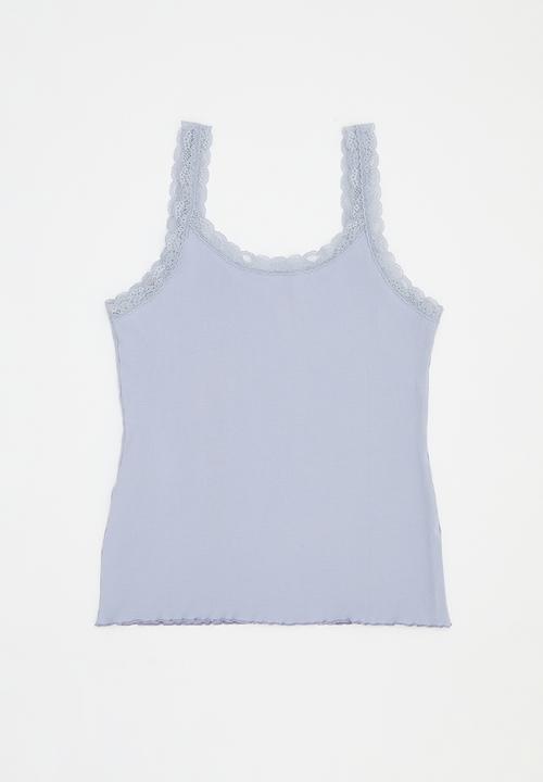 Hunkemoller - Singlet rib jersey lace - purple