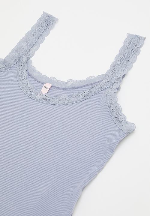 Hunkemoller - Singlet rib jersey lace - purple