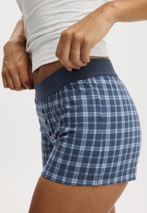Cotton On - Dreamy soft boyshort - steely blue heather check