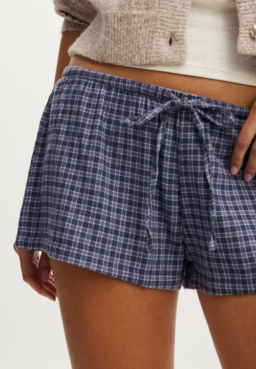Cotton On - Cosy soft flannel short - lucy check steely blue