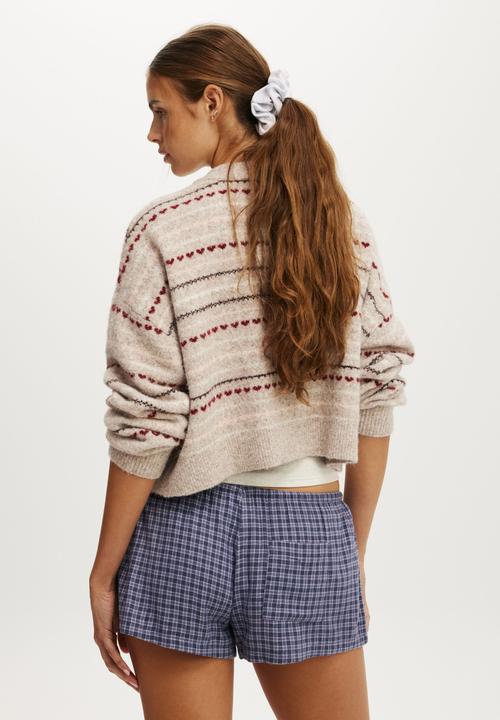 Cotton On - Cosy soft flannel short - lucy check steely blue
