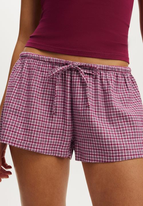 Cotton On - Cosy soft flannel short - lucy check crushed berry