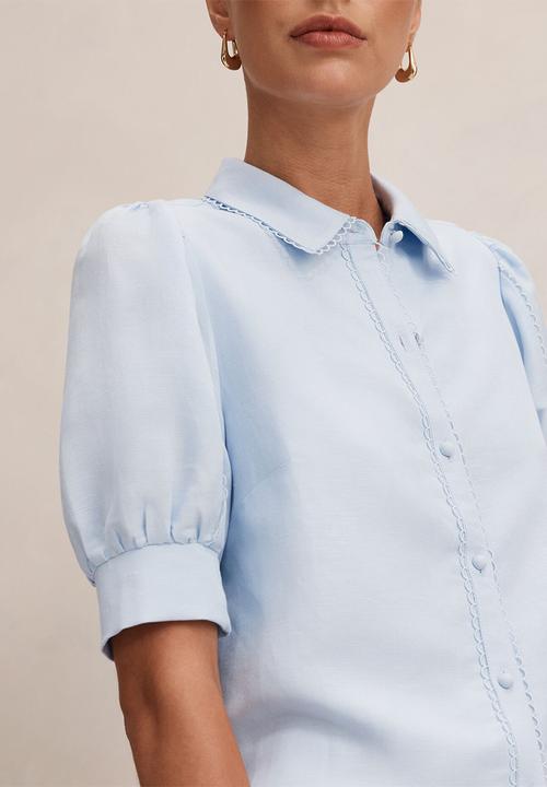 Forever New - Finley trim detail blouse in icicle 