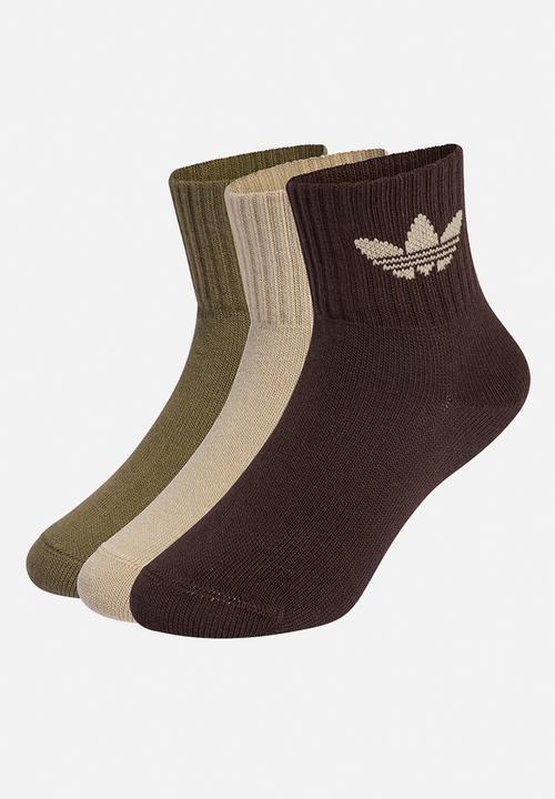adidas Originals - Kids Ankle Sock - Stone Khaki/Olive Strata/Aurora Coffee