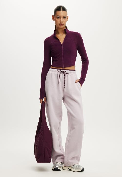 Cotton On - Ultra Soft Contour Long Sleeve Zip Through - Pickled Beet Marle