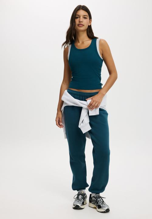 Cotton On - Active Core Rib Racer Tank - Tidal Teal