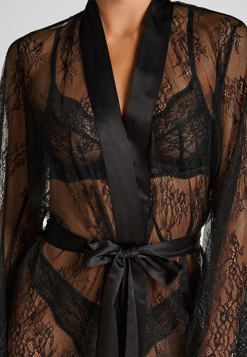 Hunkemoller - Kimono allover lace - caviar