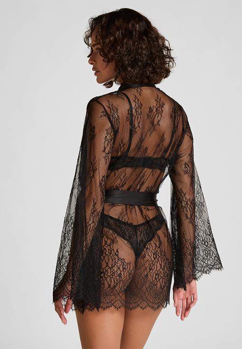 Hunkemoller - Kimono allover lace - caviar