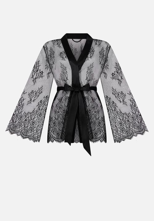 Hunkemoller - Kimono allover lace - caviar