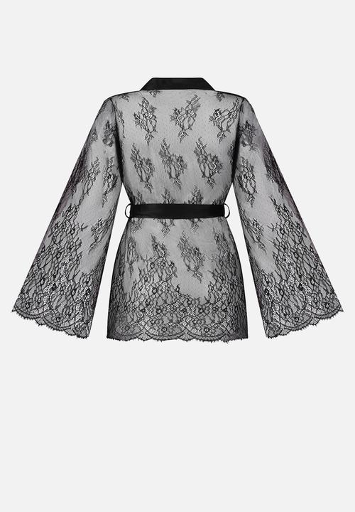 Hunkemoller - Kimono allover lace - caviar