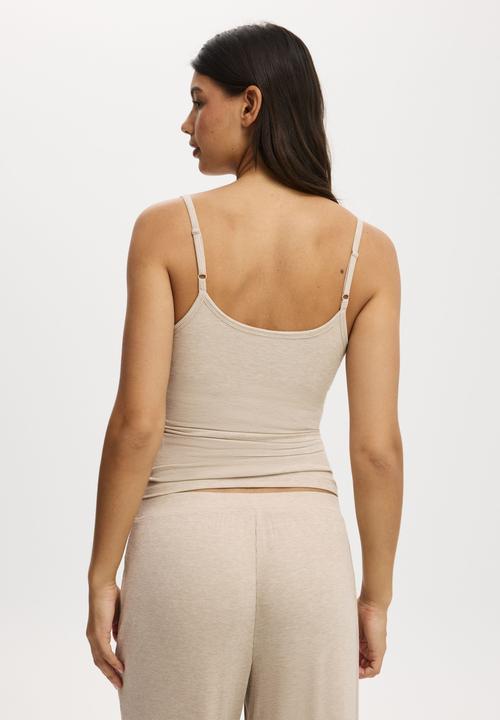 Cotton On - Sleep recovery picot cami - sesame marle
