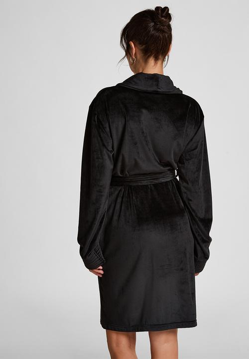 Hunkemoller - Robe short velours quilt - black