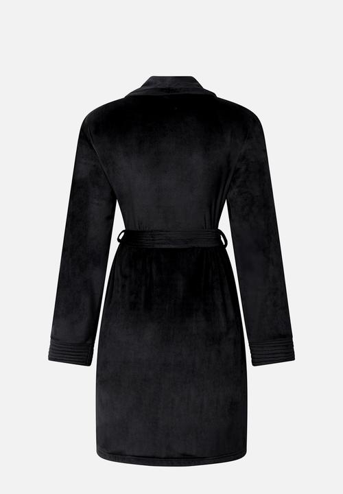Hunkemoller - Robe short velours quilt - black
