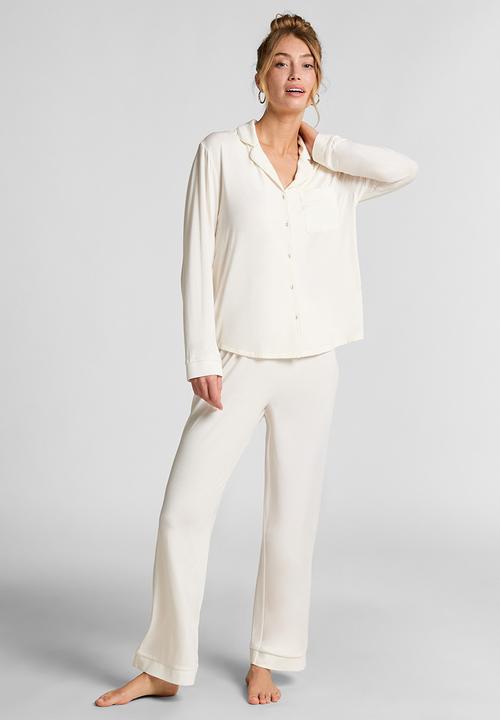 Hunkemoller - Jacket long sleeve jersey essential - whisper white
