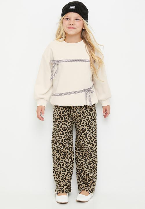 Pop Candy - Bow décor sweatshirt - neutral/brown gingham