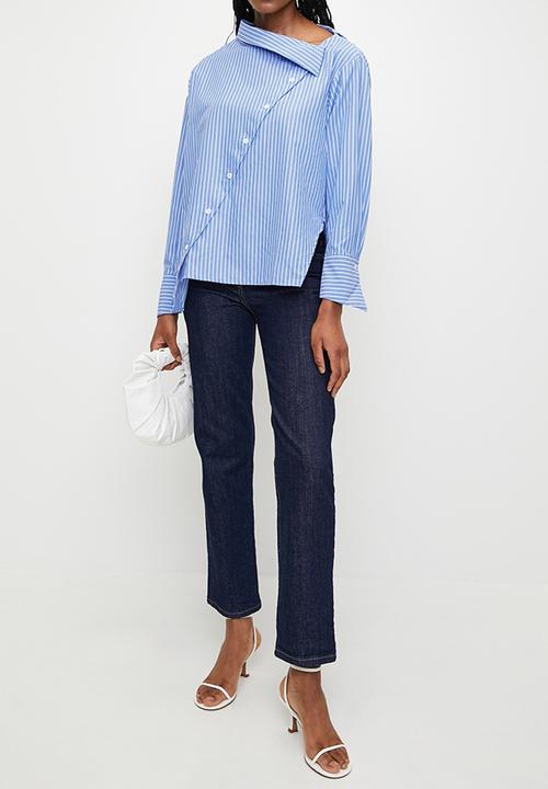 Trendyol - Limited edition collar detailed striped woven shirt - blue