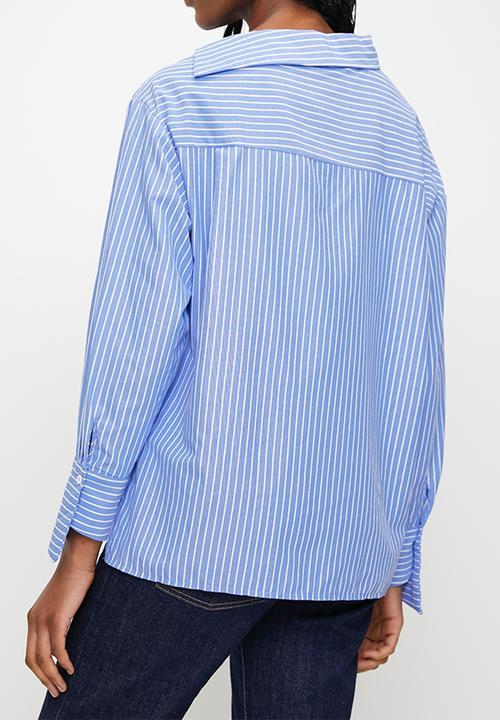 Trendyol - Limited edition collar detailed striped woven shirt - blue