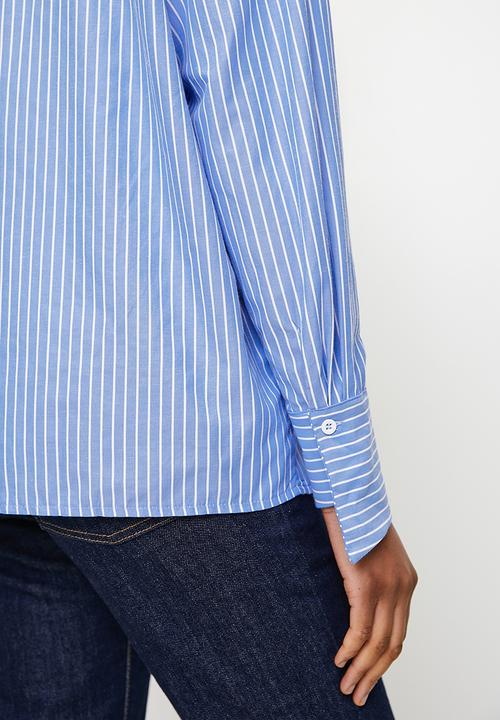 Trendyol - Limited edition collar detailed striped woven shirt - blue