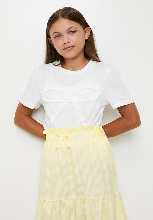 Pop Candy - Tee & tiered maxi skirt set - white/yellow