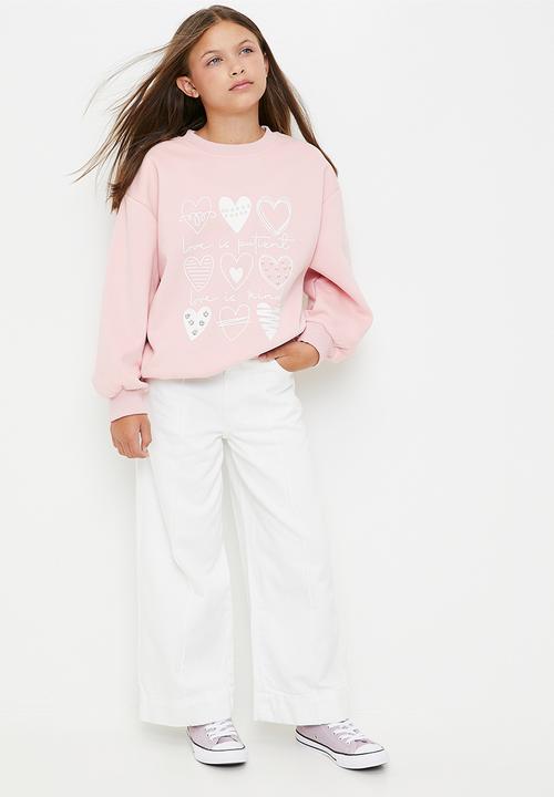 Pop Candy - Heart print sweat top - pink