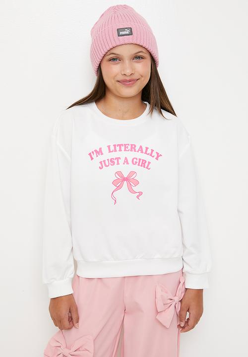 Pop Candy - Sweater & wide leg sweatpant set - white/pink
