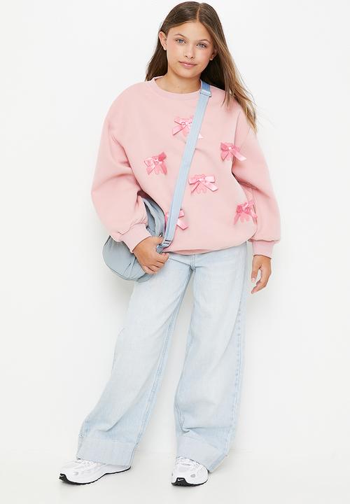 Pop Candy - Bow décor sweat top - pink