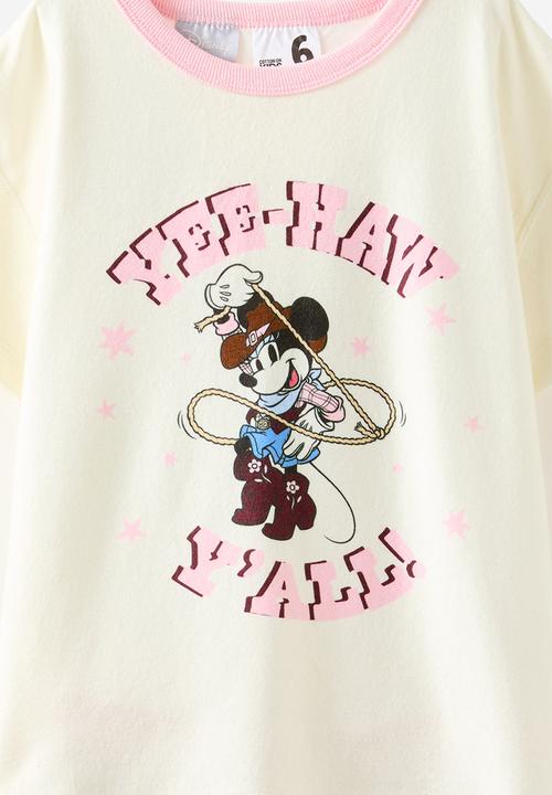 Cotton On - Dani Short Sleeve Pyjama Set Licensed - Lcn Dis Dark Vanilla/Yee-Haw Y'All Minnie