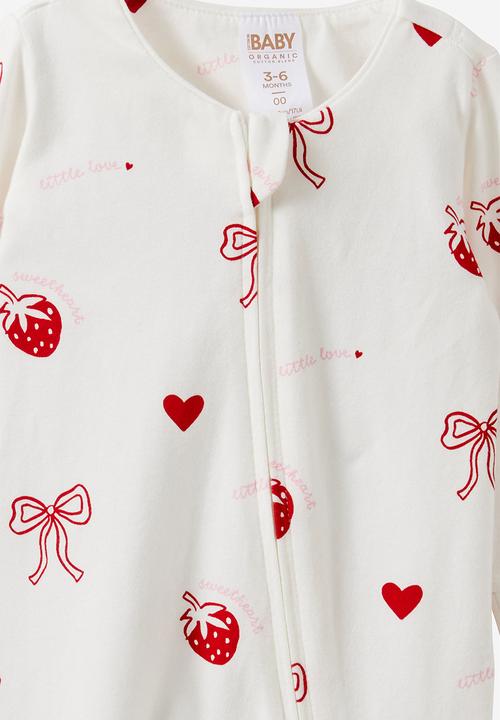 Cotton On - The Long Sleeve Zip Romper -  Vanilla/Sweet Heart