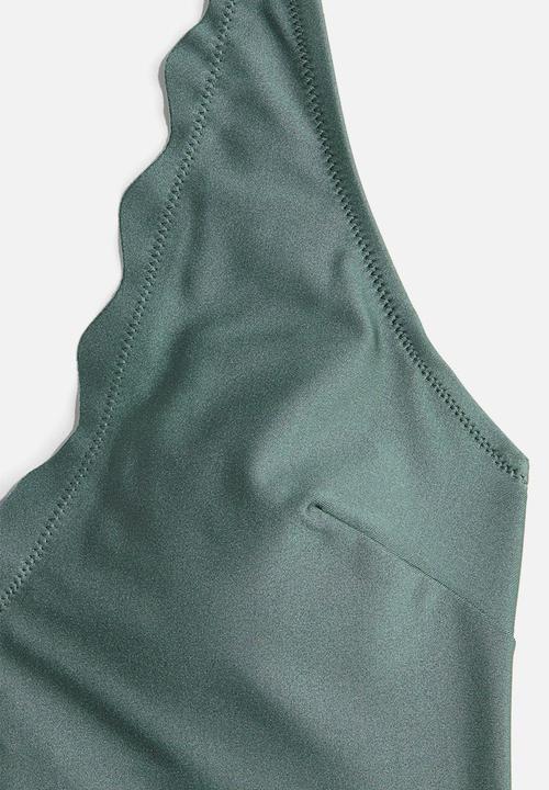 H&M - Padded-cup swimsuit - dusty green