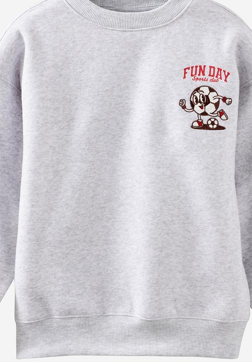Cotton On - Sammy Oversize Crew - Grey Marle/Storm Green/Good Days
