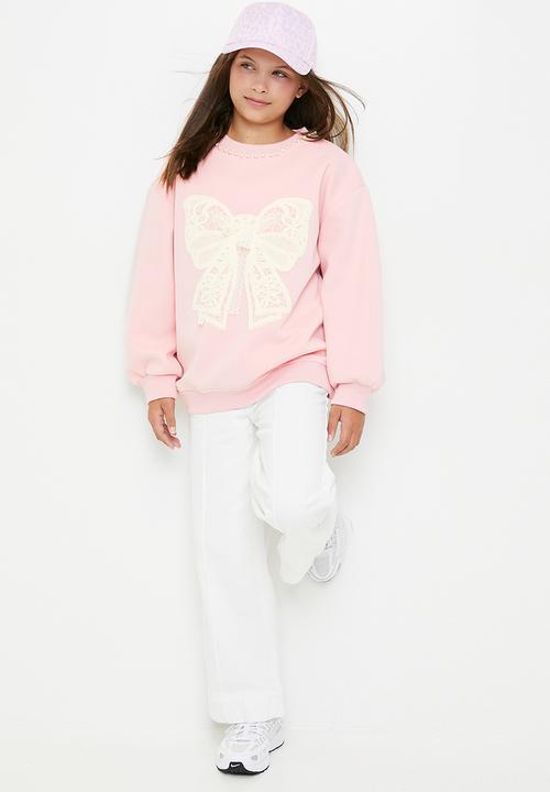 Pop Candy - Bow applique sweat top - pinkish cream