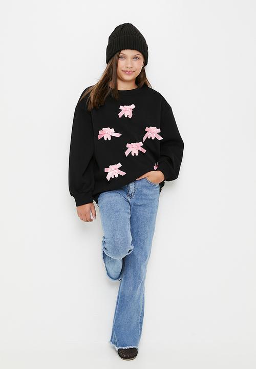 Pop Candy - Bow décor sweat top - black/pink