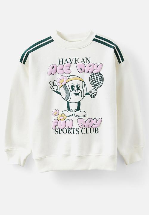 Cotton On - Sammy Oversized Crew - Vanilla/Ace Fun Day Club