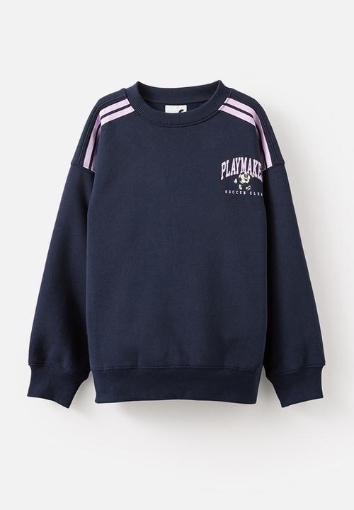 Cotton On - Sammy Oversized Crew - Squid Ink/Play Maker