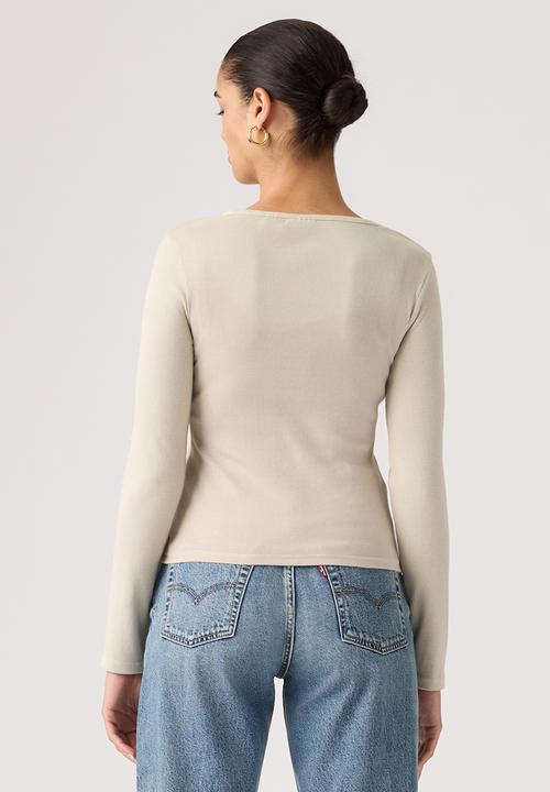 Levi’s® - Essential sqrd neck long sleeve - garment dye fa191913 chateau gray rib