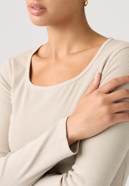 Levi’s® - Essential sqrd neck long sleeve - garment dye fa191913 chateau gray rib