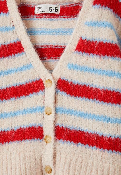 Cotton On - Vera vee neck cardigan - oatmeal marle/stripe