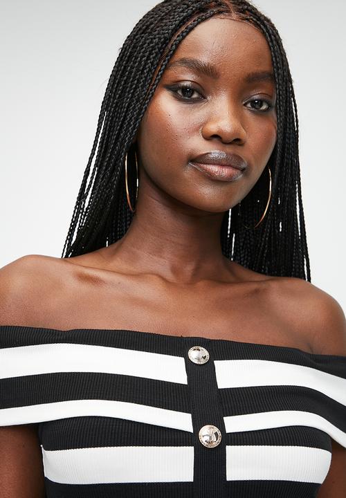 Steve Madden - Ladies Salem Stripe Cropped Top - black 