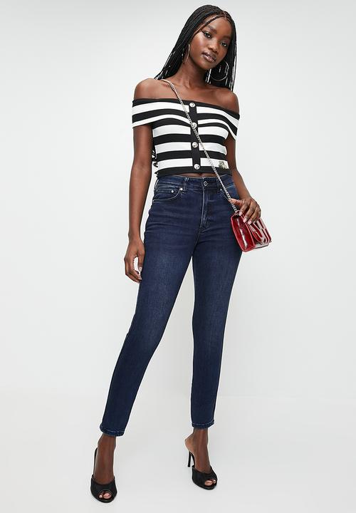 Steve Madden - Ladies Salem Stripe Cropped Top - black 