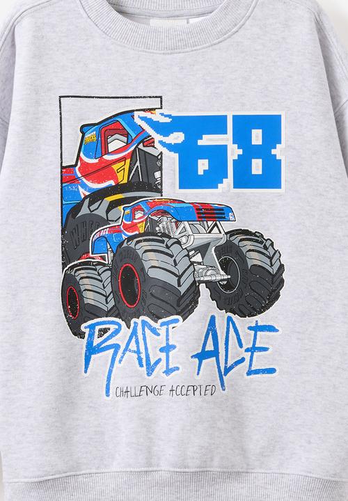 Cotton On - License Sammy Oversize Crew - Lcn Mat Grey Marle/Race Ace 68
