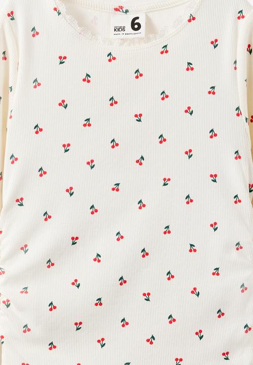 Cotton On - Nadia Long  Sleeve Top - Vanilla/Cherries