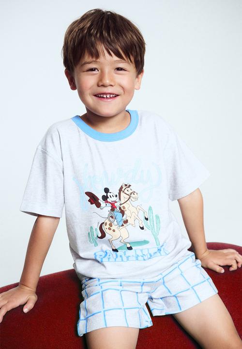 Cotton On - Damon Short Sleeve Pyjama Set License - Lcn Dis Cloud Marle/Partner Mickey