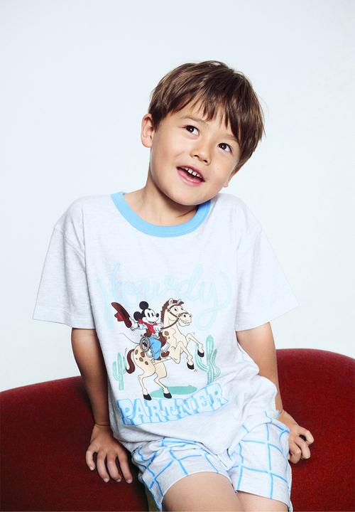 Cotton On - Damon Short Sleeve Pyjama Set License - Lcn Dis Cloud Marle/Partner Mickey