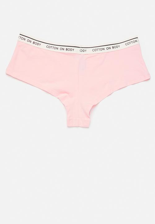 Cotton On - Branded Cotton Cheeky Boyshort 5Pk - Black/Greymrle/White/Blushbride/Bscotchmrle
